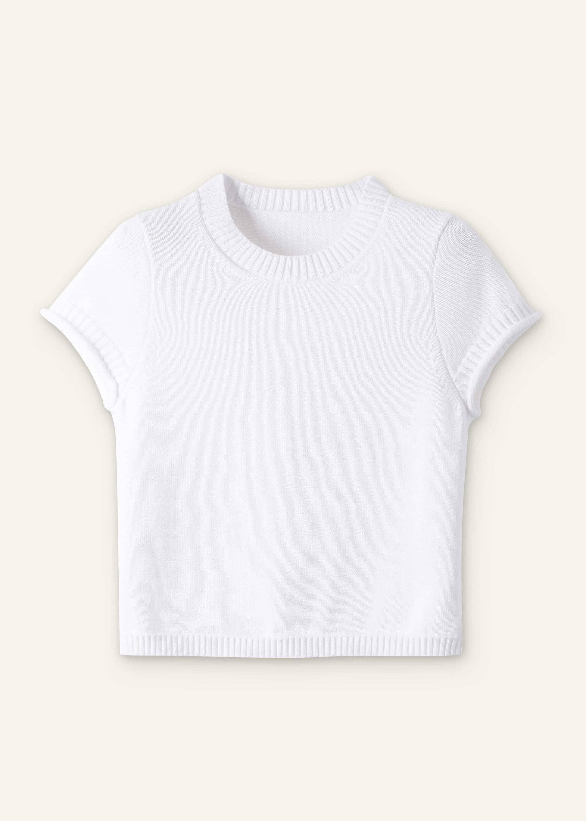 White Shrunken Straight Knit Baby Tee