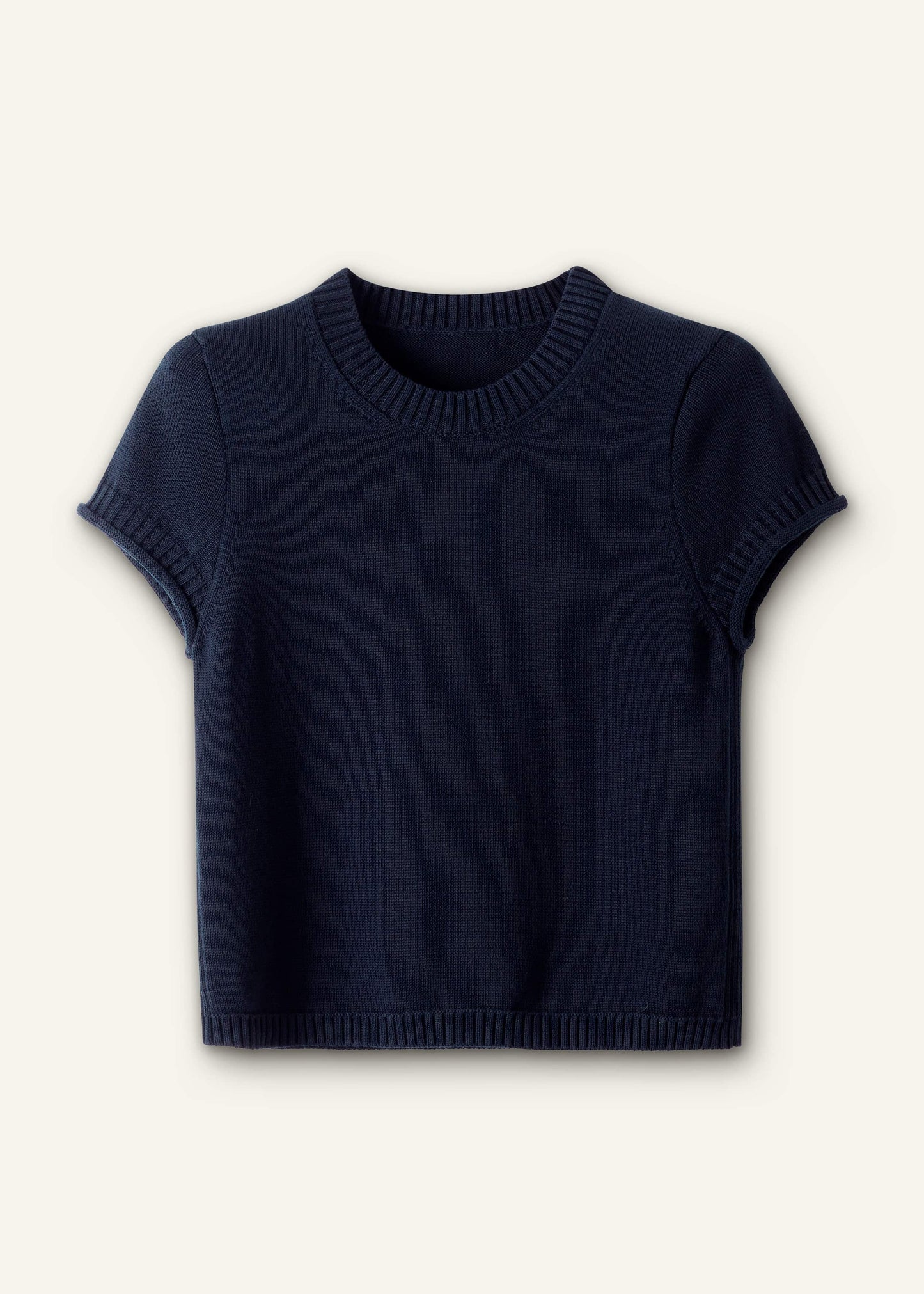 Navy Shrunken Straight Knit Baby Tee