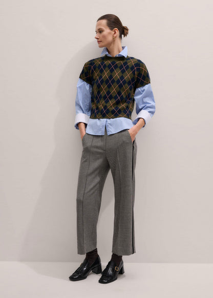 Olive Green Cashmere Argyle Knit Baby Tee