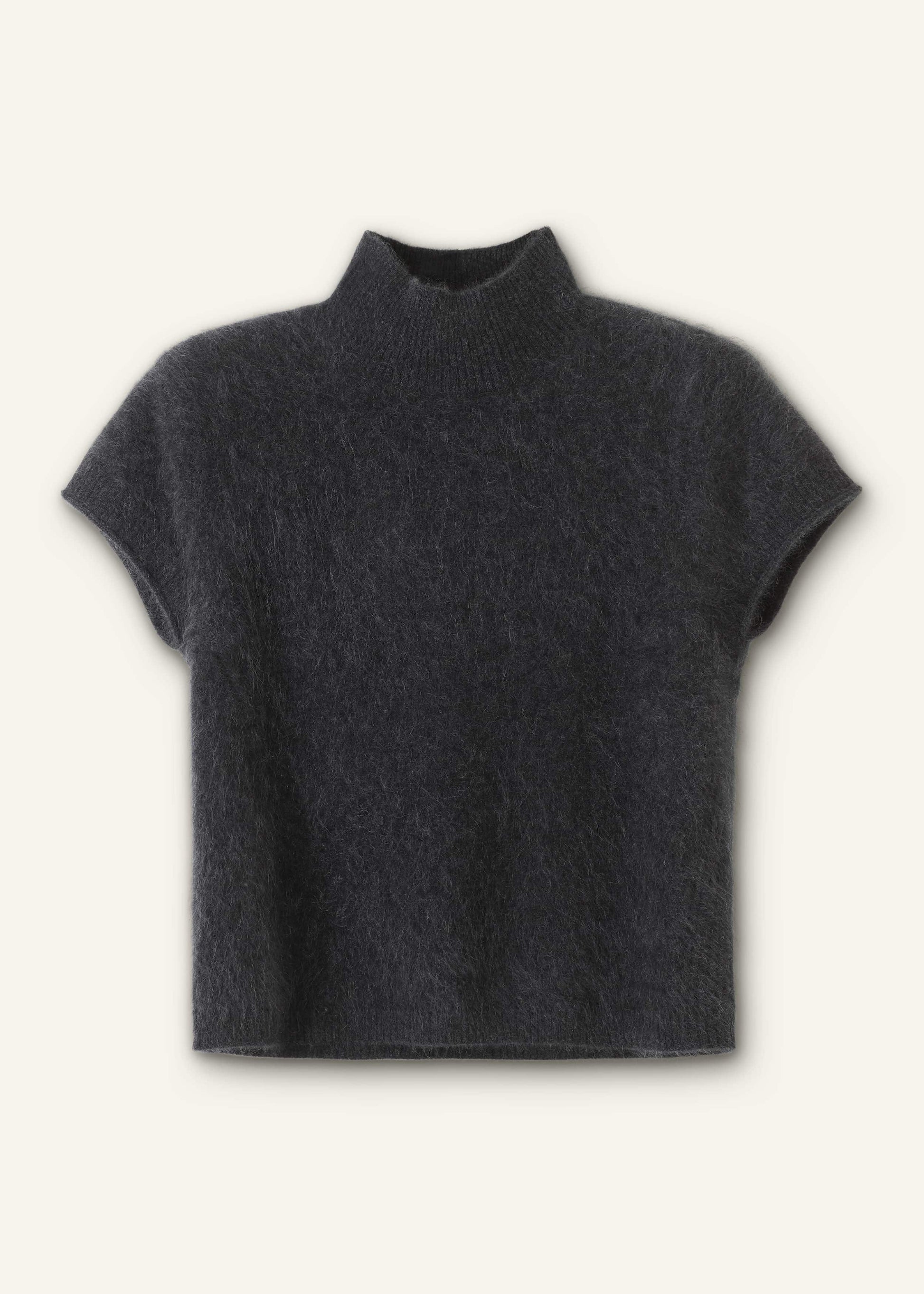 Gray Brushed Cashmere High Neck Baby Tee
