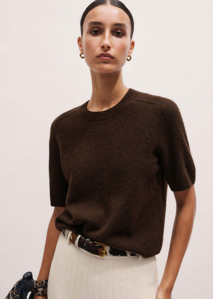 Brown Felted Knit Tee