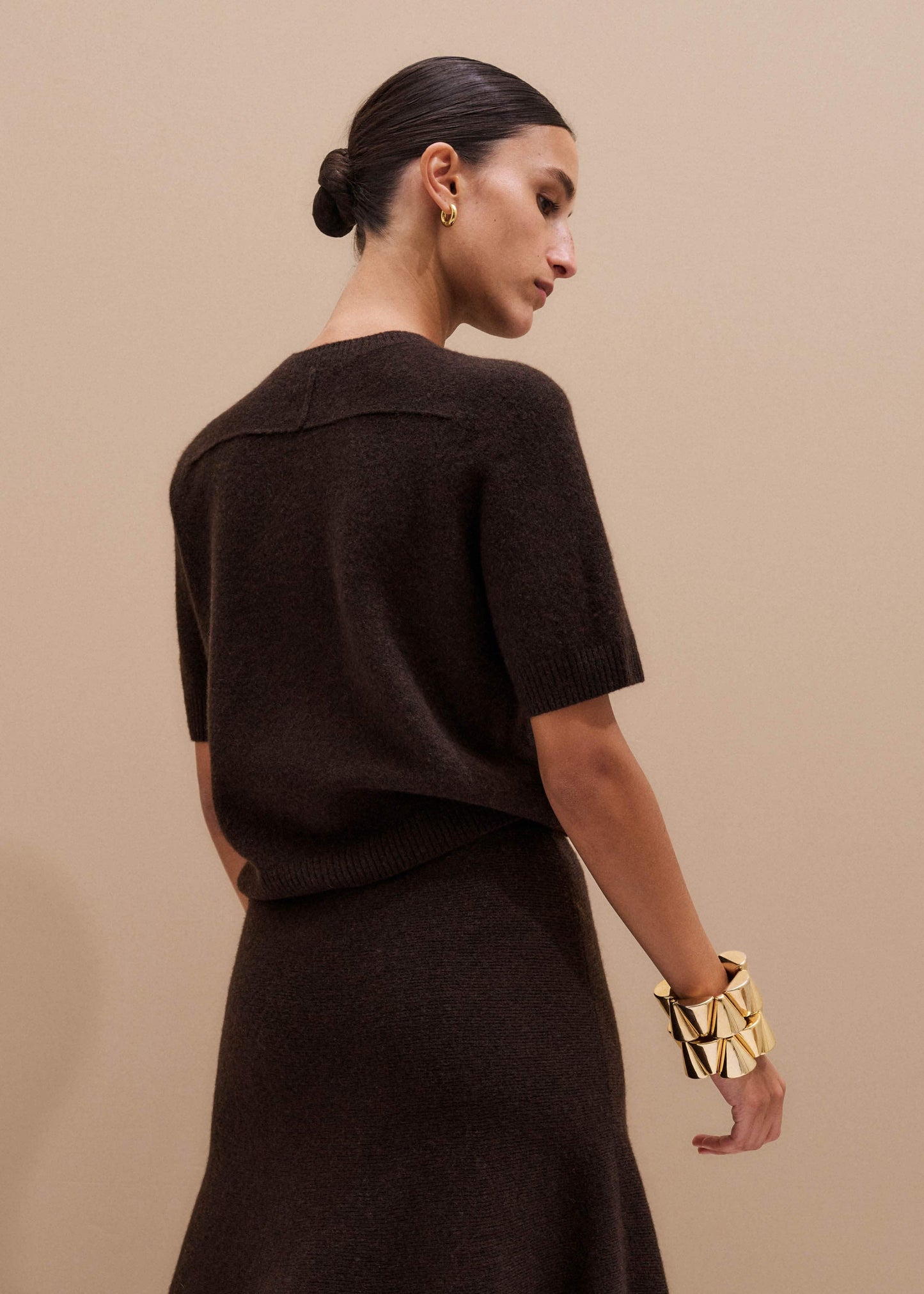 Brown Felted Knit Tee