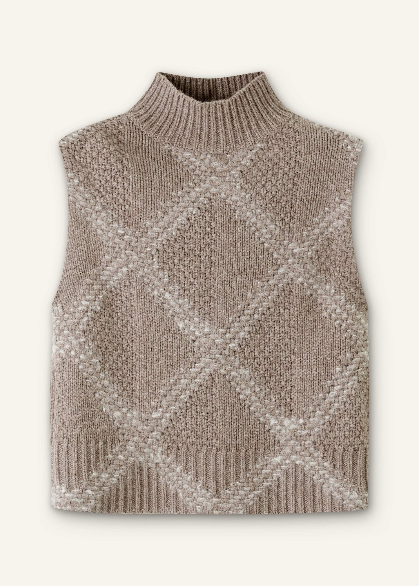 Brown Merino Statement Textured Argyle Sweater Vest