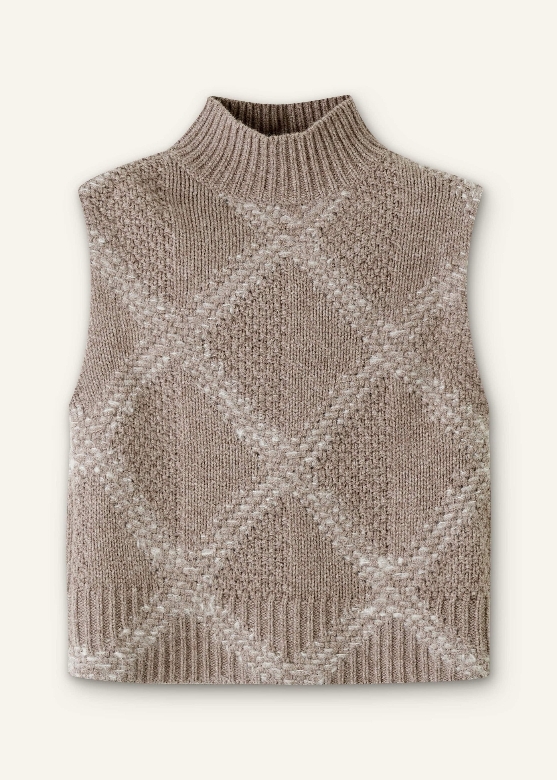 Brown Merino Statement Textured Argyle Sweater Vest