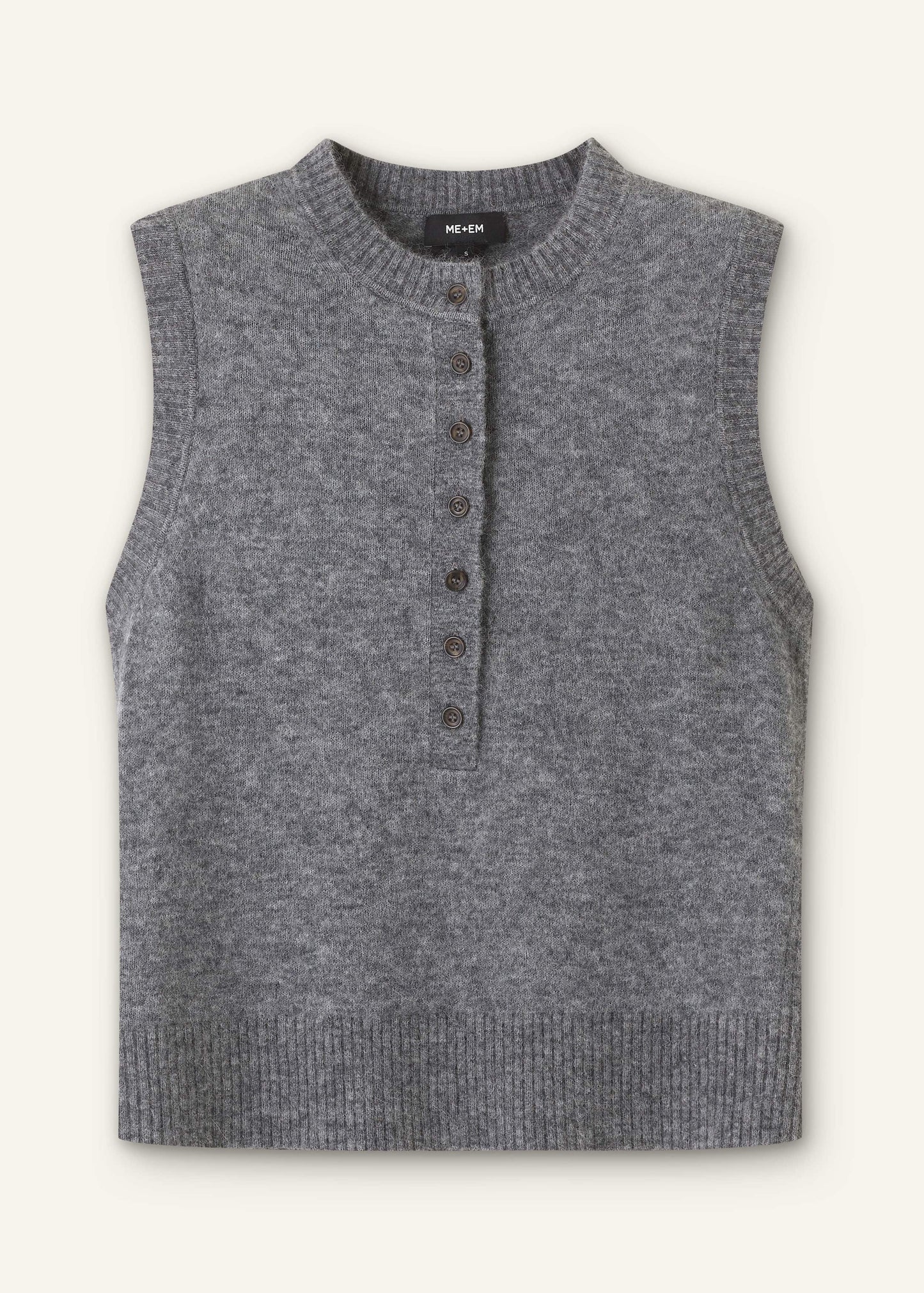 Grey Henley Straight Knit Vest