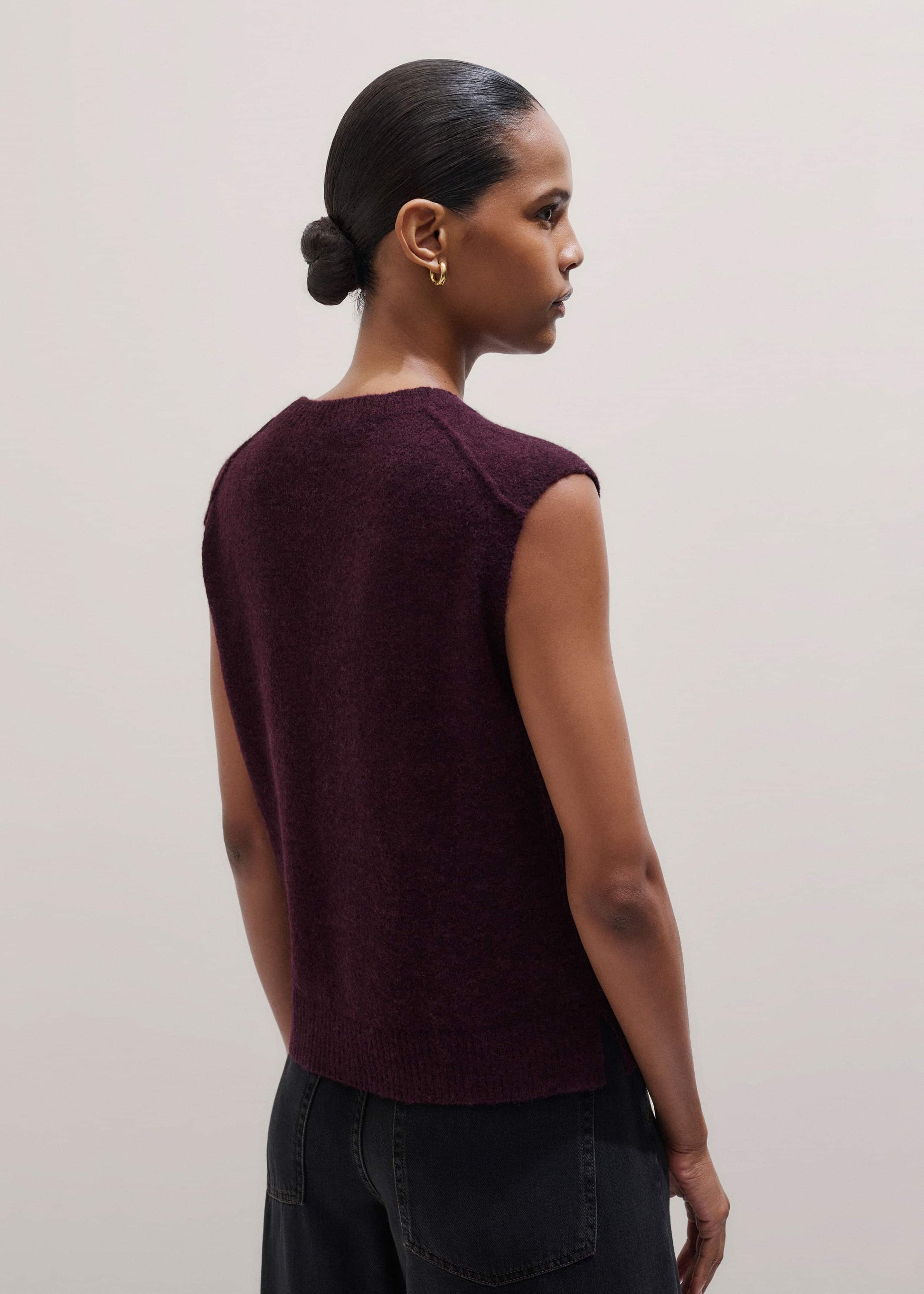 Red Crew Neck Straight Sweater Vest