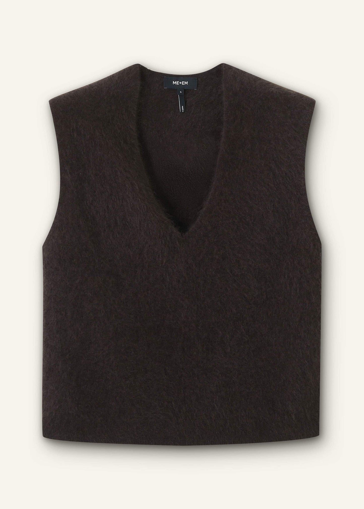 Brown Brushed Cashmere V-Neck Sweater Vest