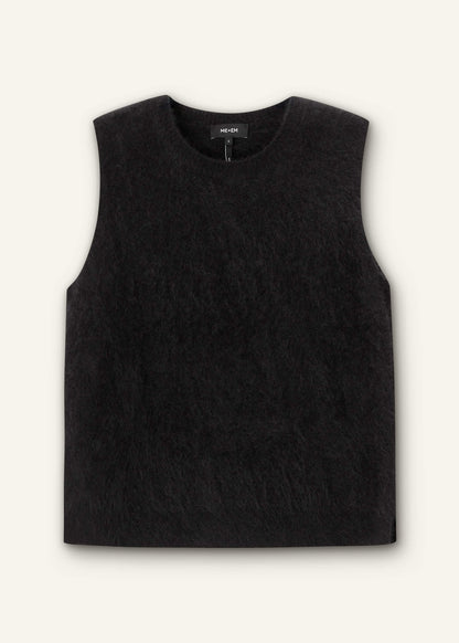 Black Brushed Cashmere Straight Sweater Vest