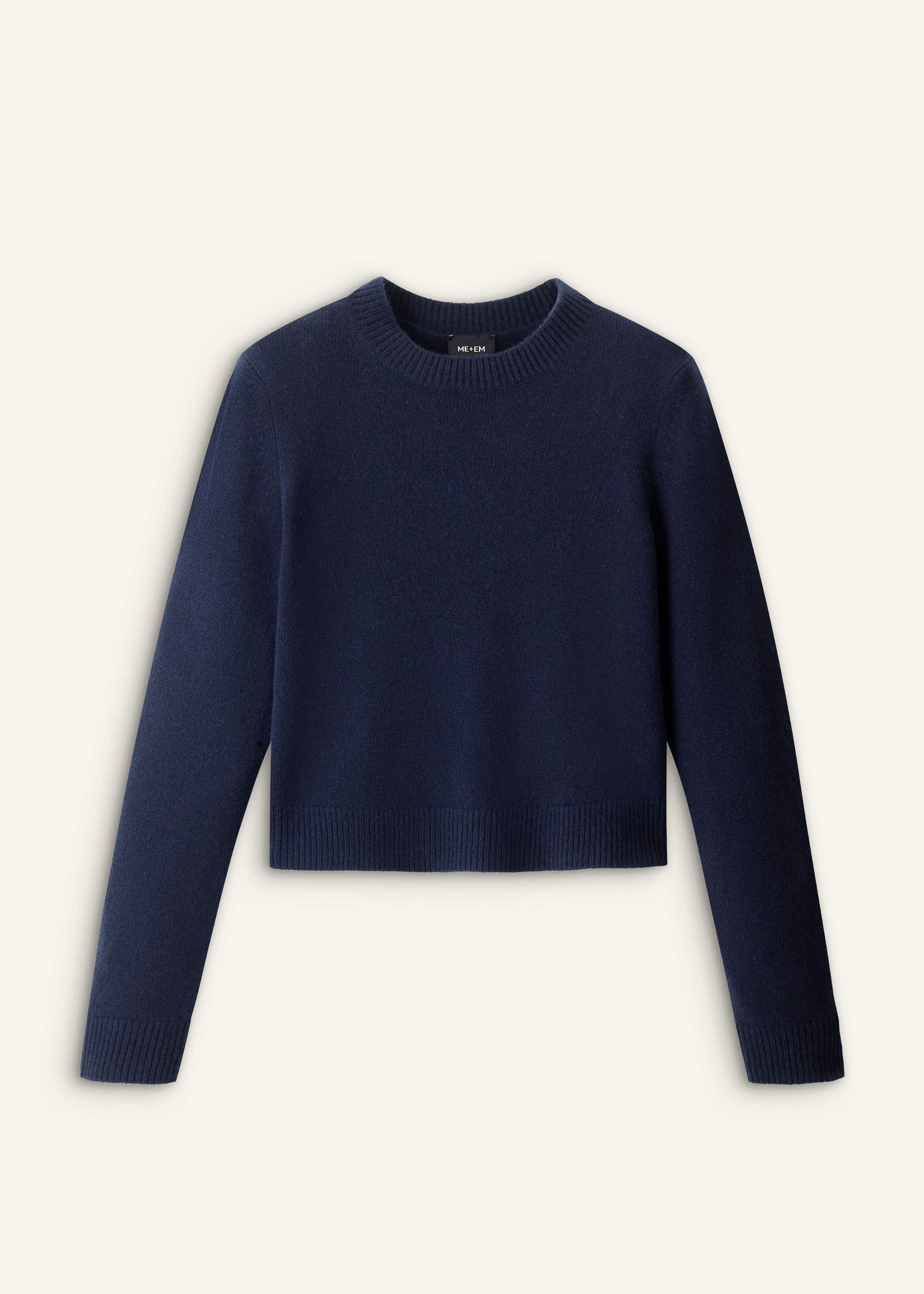 Navy Cashmere Crew Neck Crop Sweater