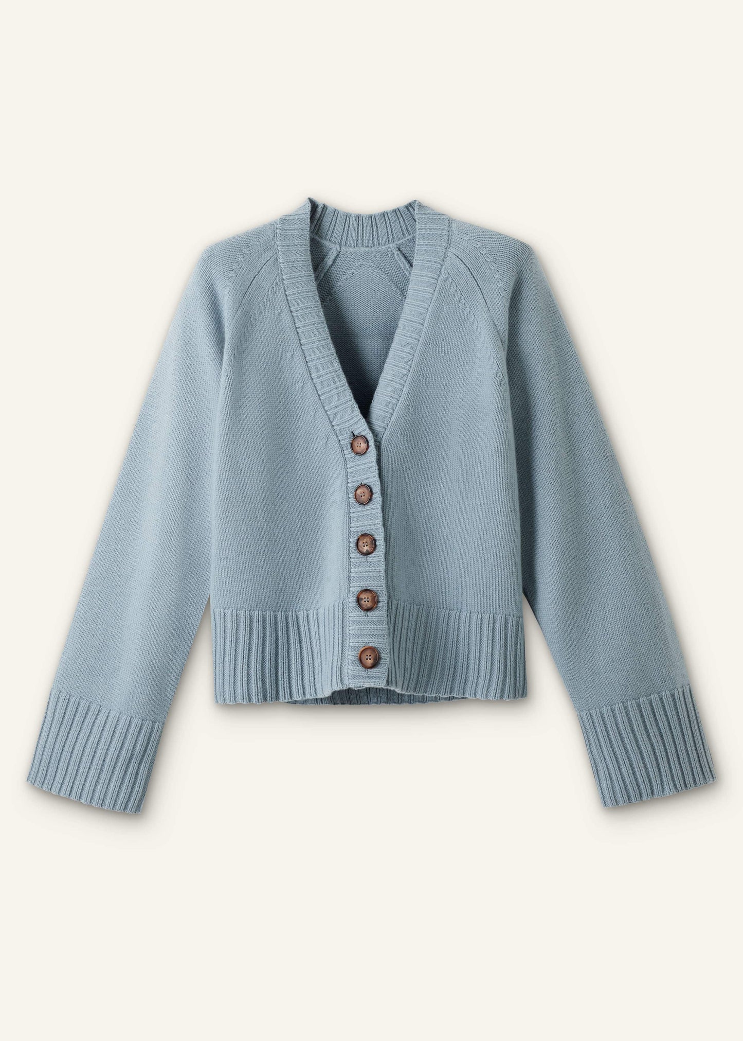Blue V-Neck Relaxed Raglan Cardigan