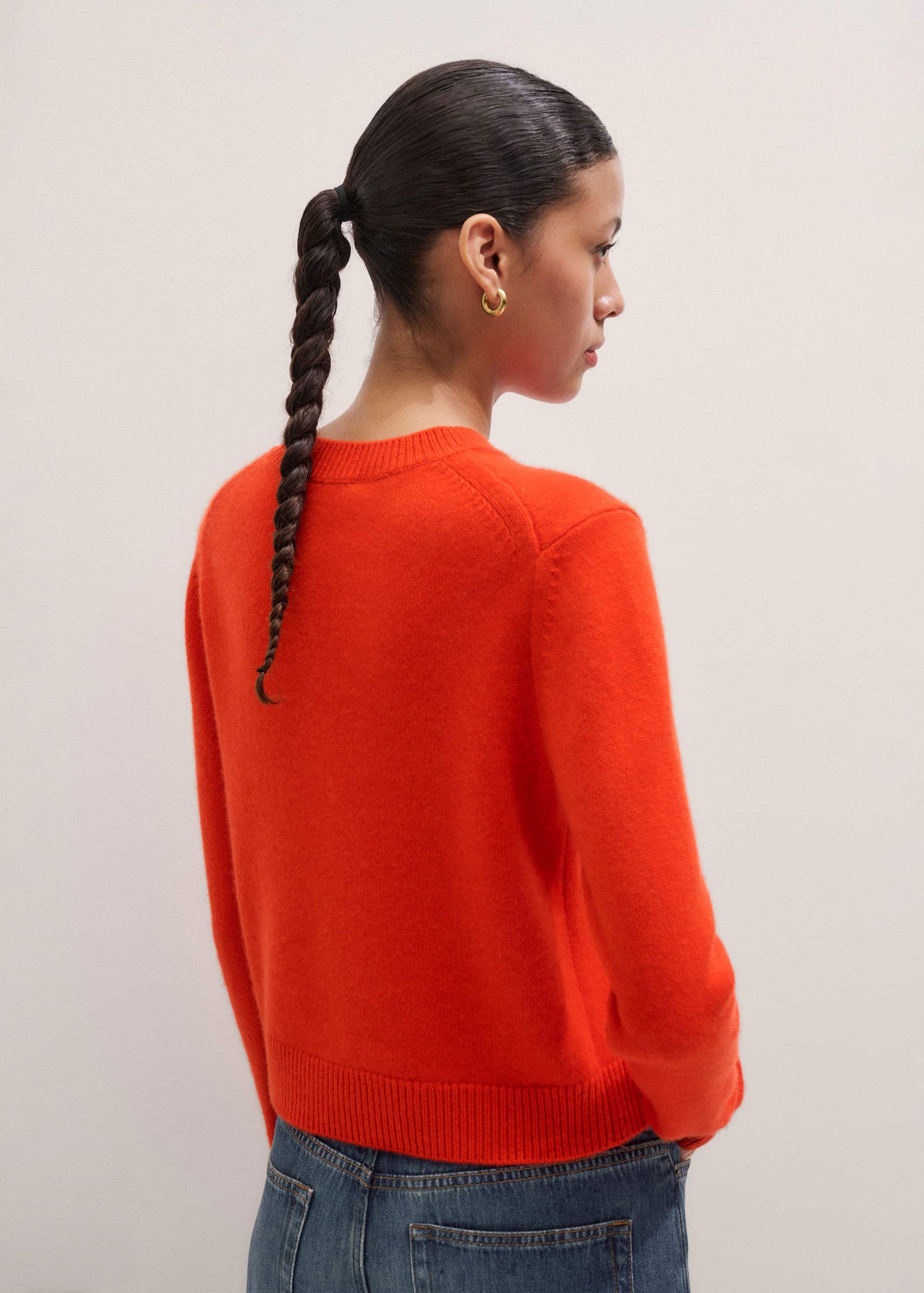Orange Cashmere Relaxed Crop Sweater
