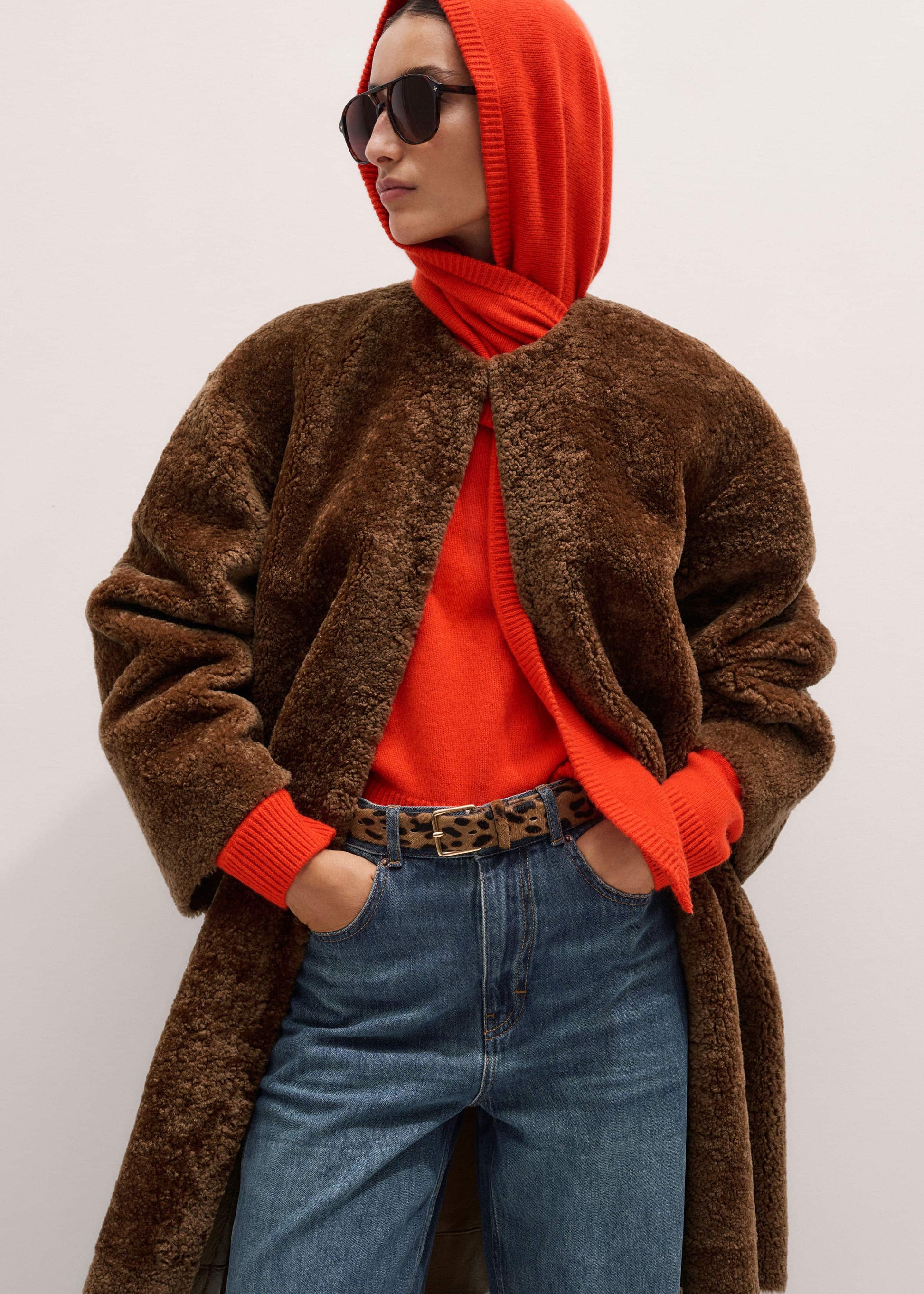 Orange Cashmere Relaxed Crop Sweater