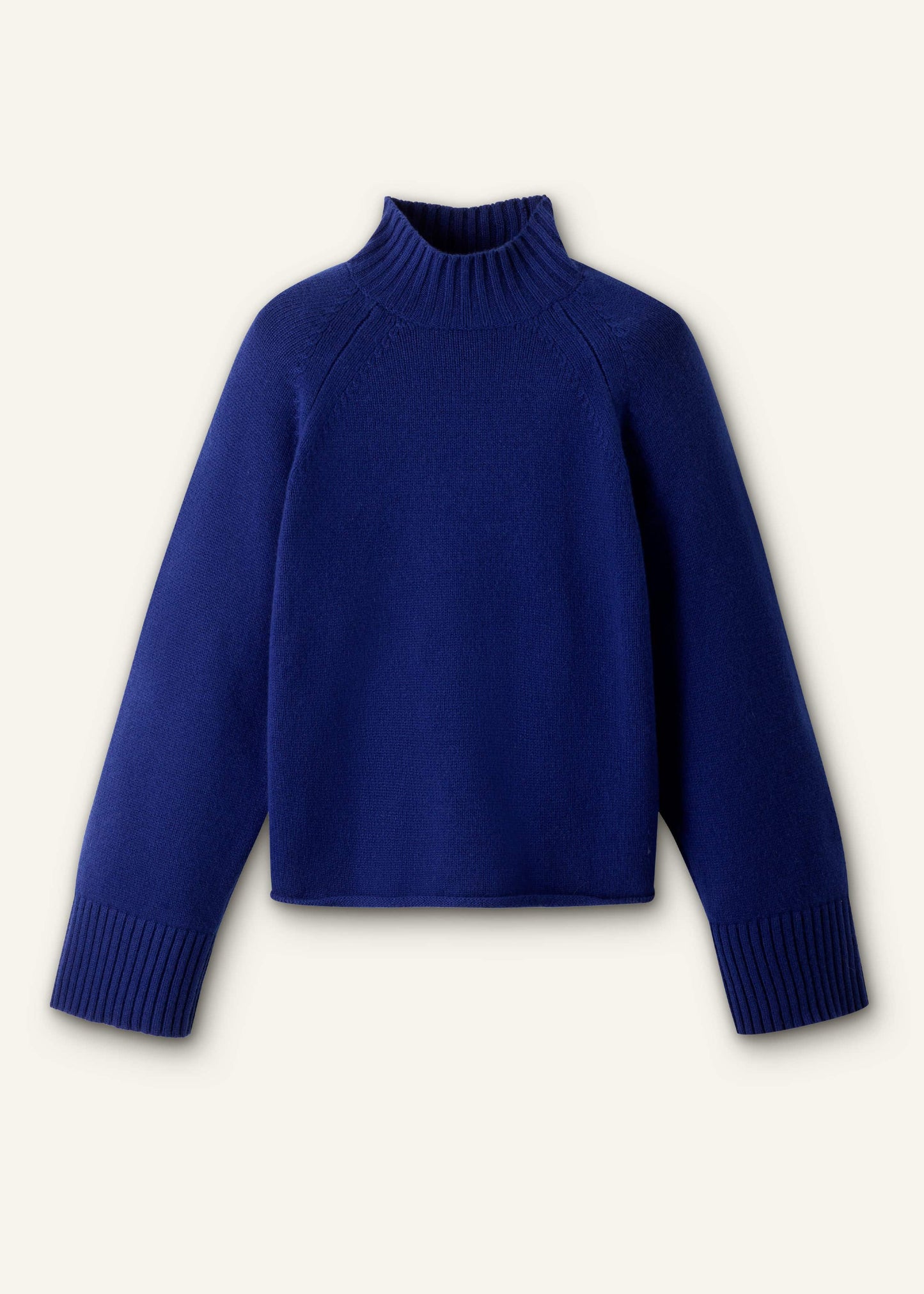Blue High Neck Relaxed Raglan Sweater