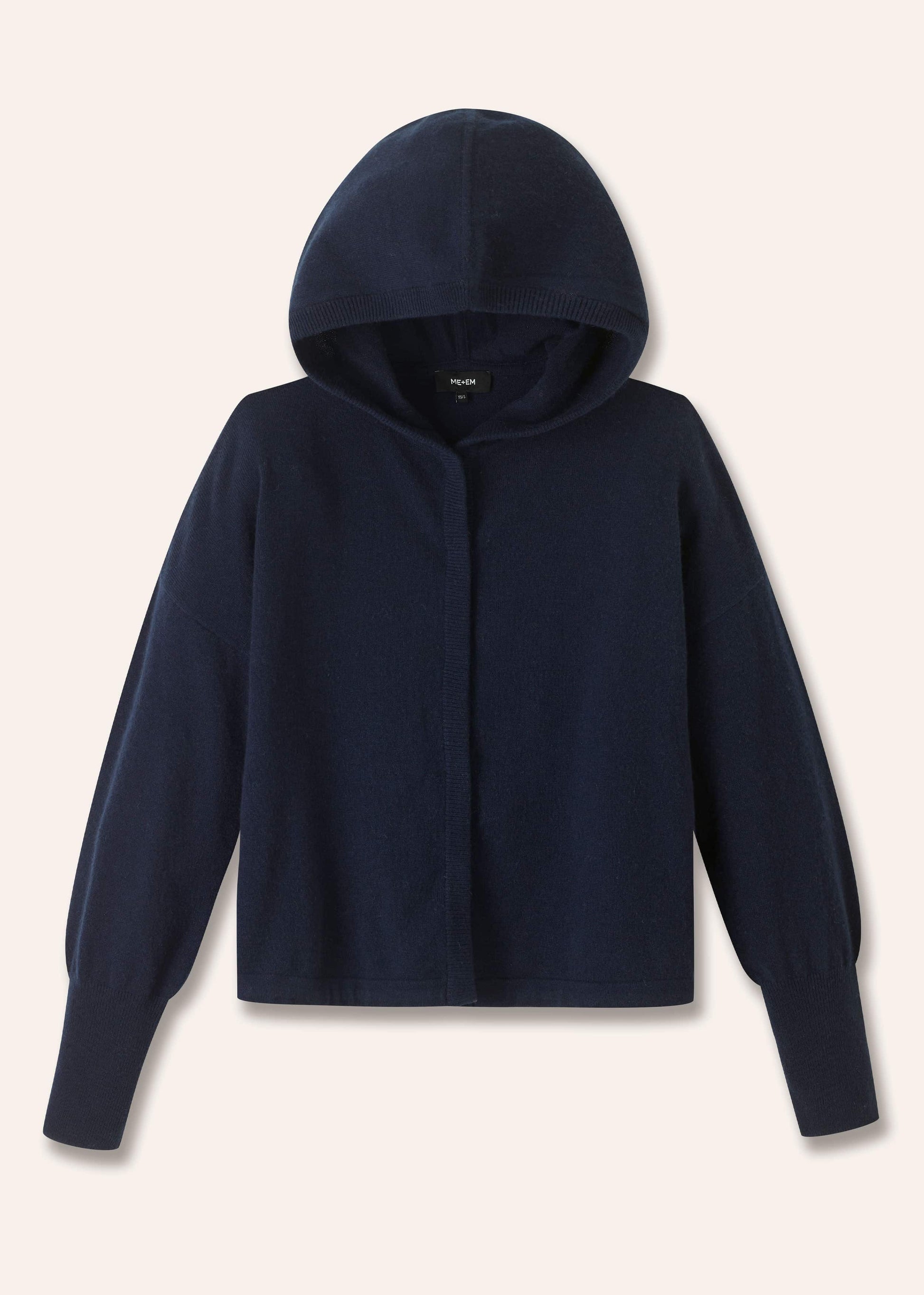 Dark Navy Cashmere Drop Shoulder Box Crop Hoodie
