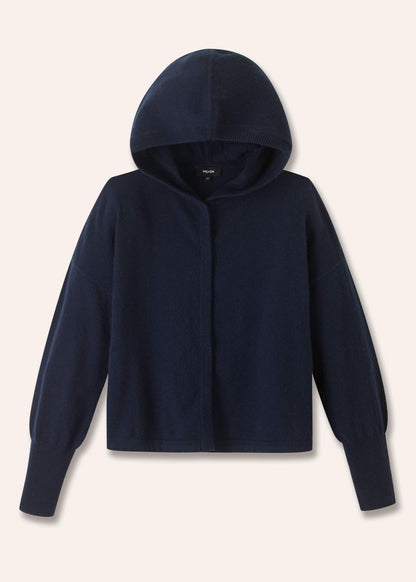 Dark Navy Cashmere Drop Shoulder Box Crop Hoodie