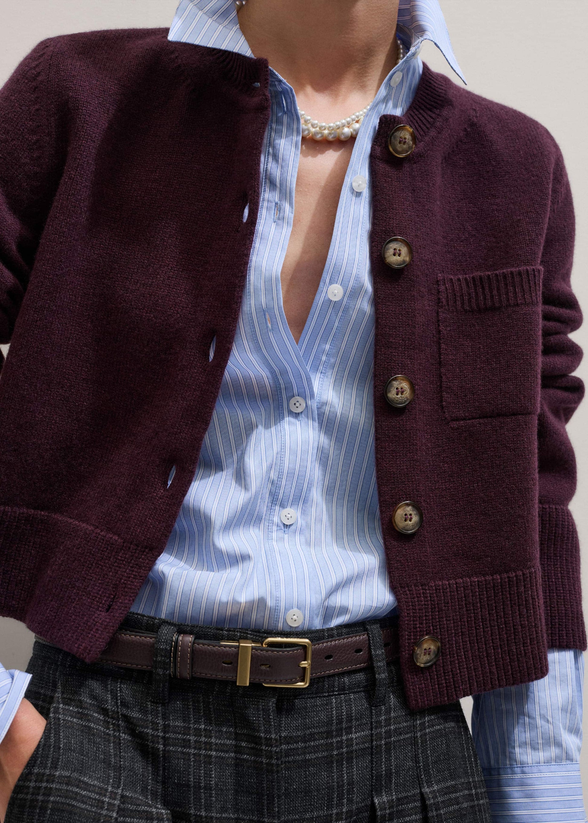 Red Button-Through Straight Cardigan