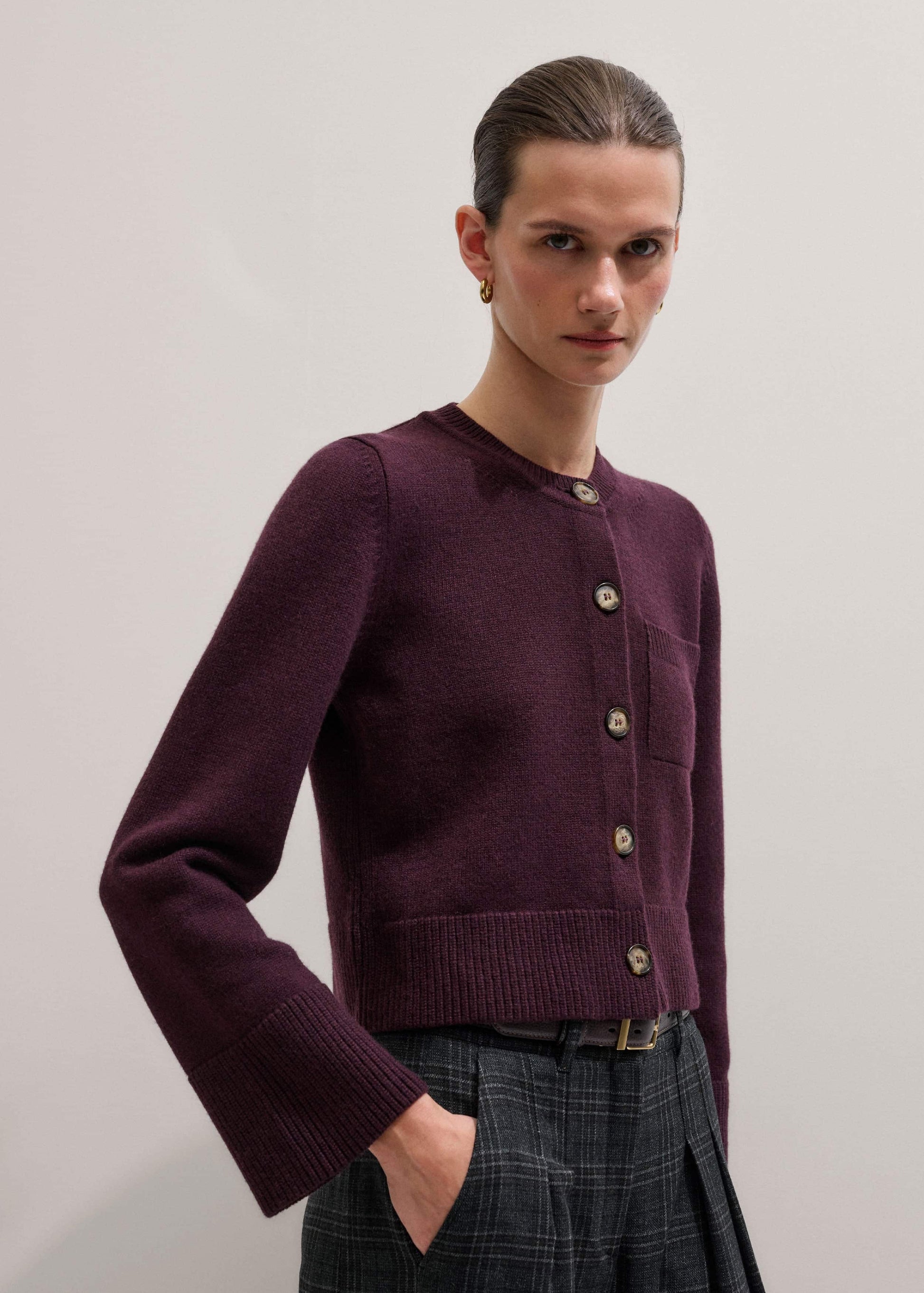 Red Button-Through Straight Cardigan