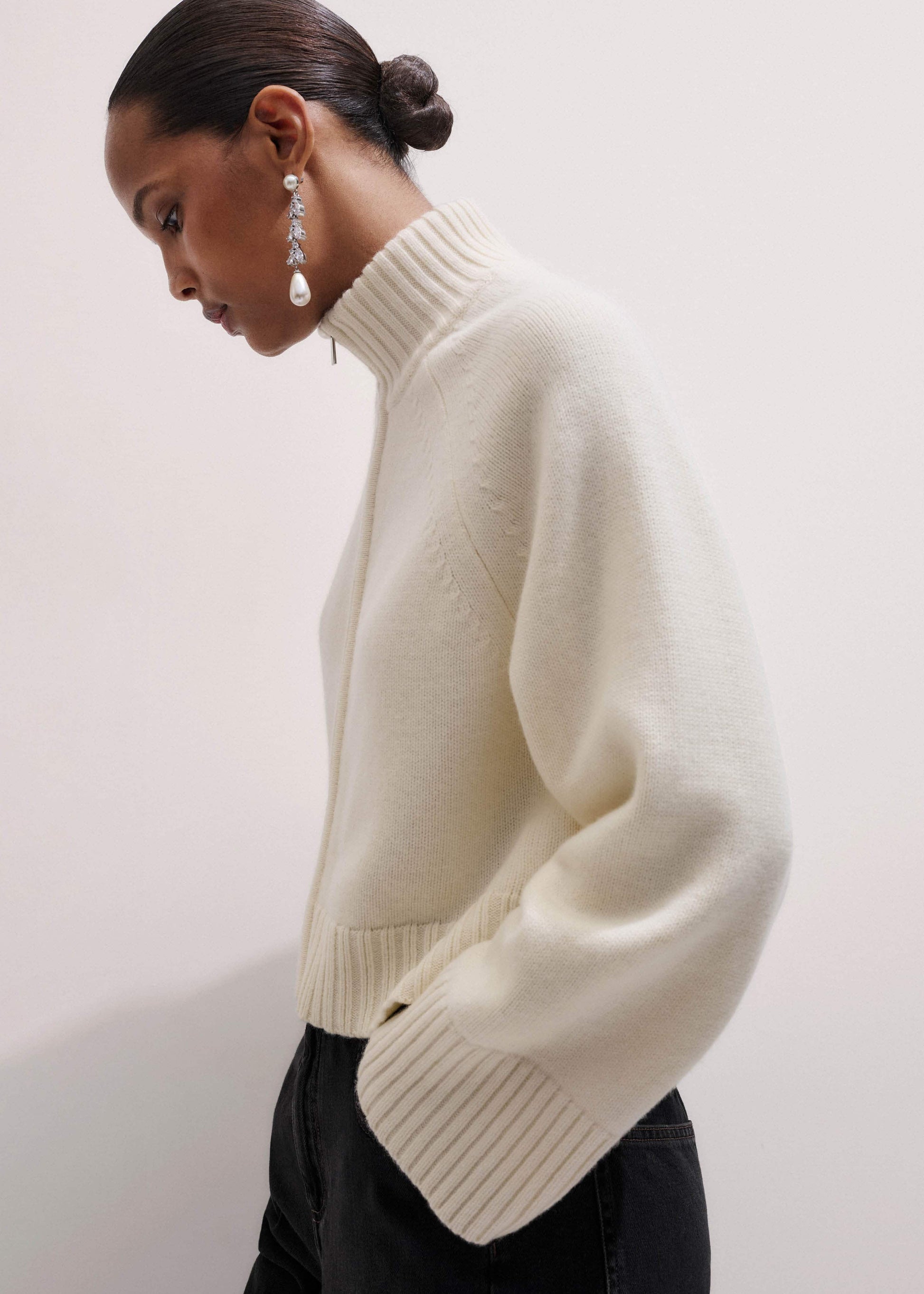Cream Two-Way Zip Jacket