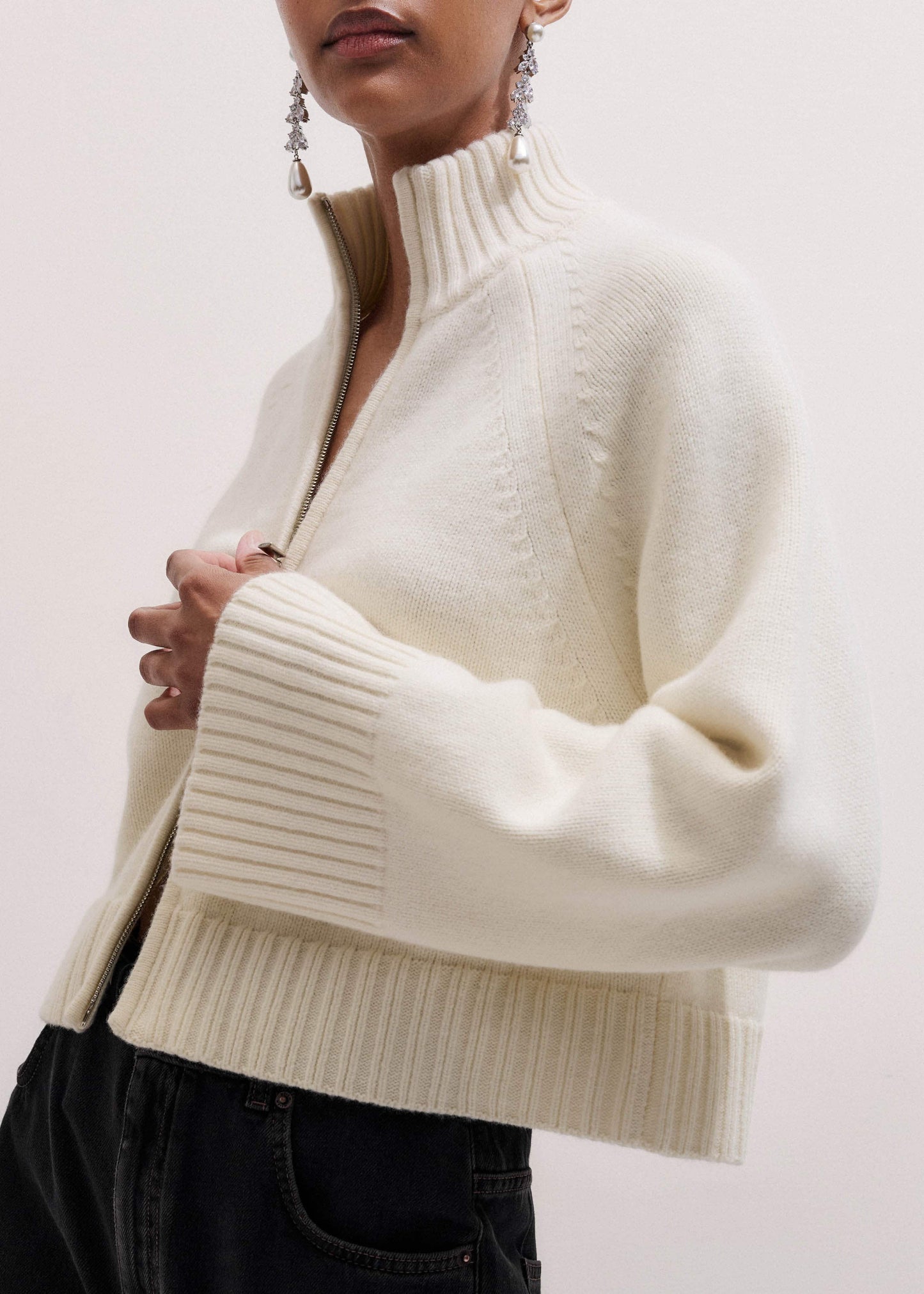 Cream Two-Way Zip Jacket