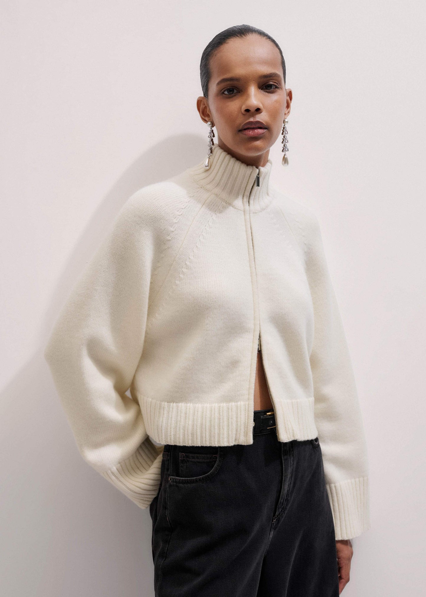 Cream Two-Way Zip Jacket