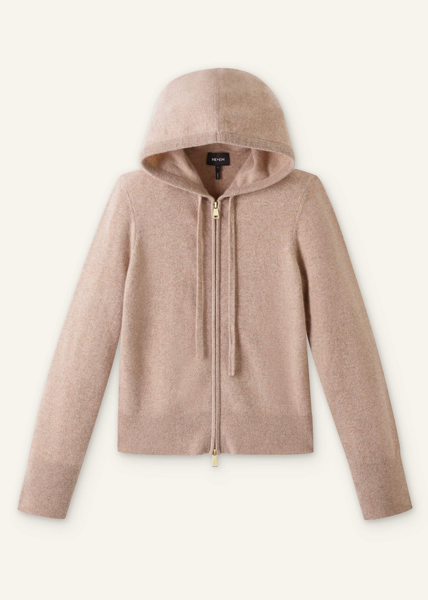 Light Brown Cashmere Two-Way Zip Straight Hoodie