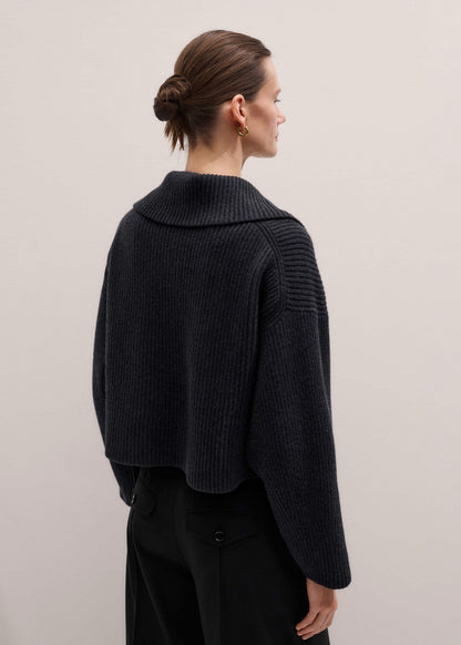 Grey Relaxed Fly Neck Zip Jumper
