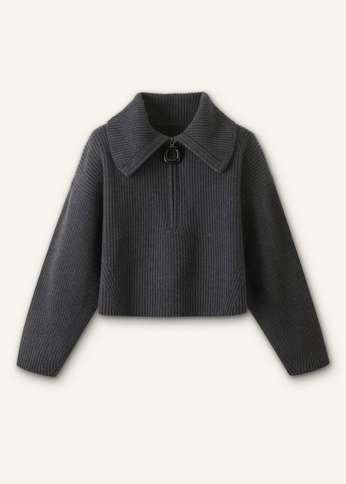 Grey Relaxed Fly Neck Zip Jumper