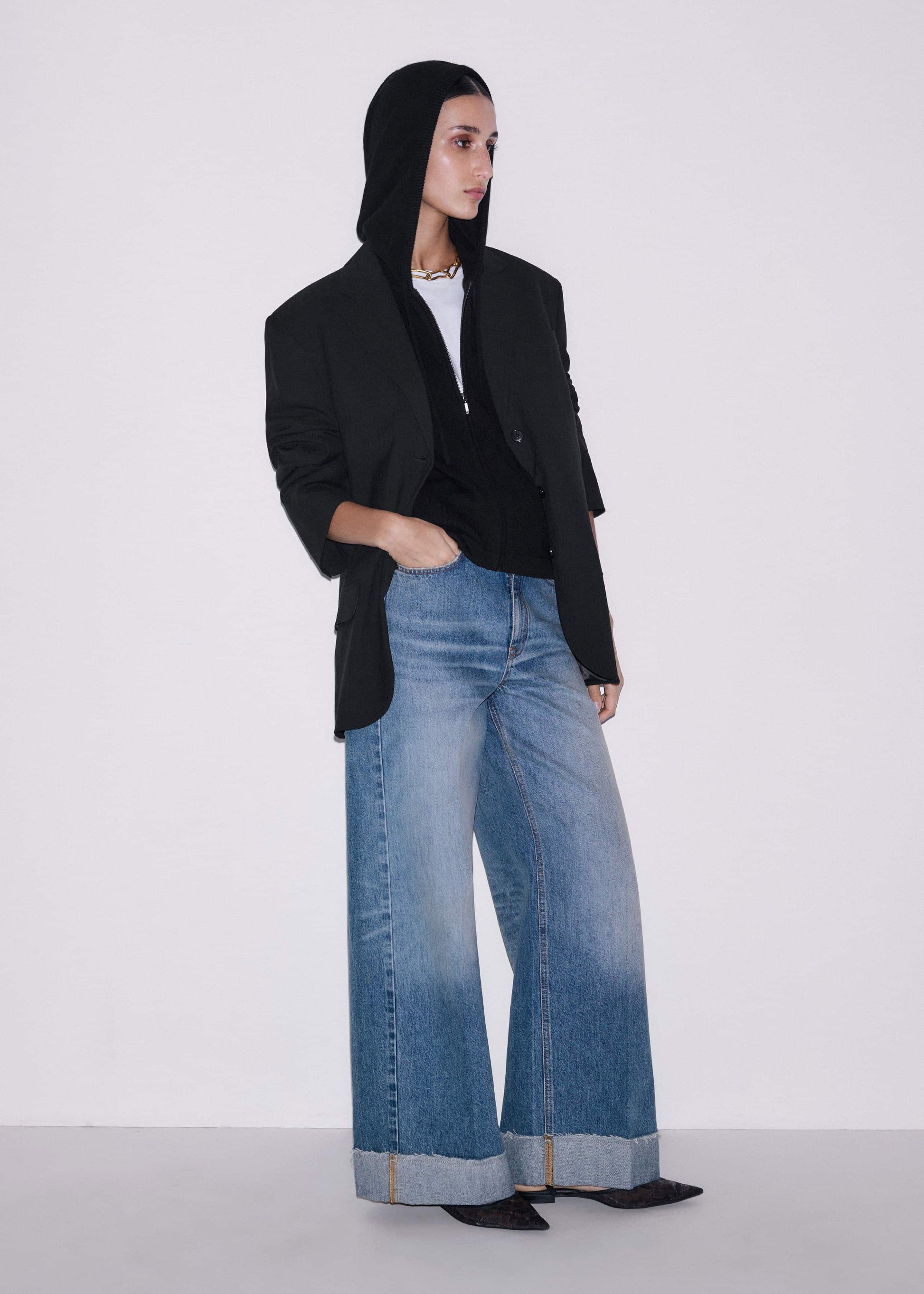 Black Cashmere Sleeveless Relaxed Zip Hoodie