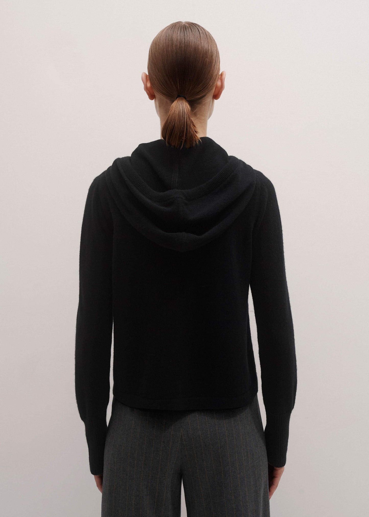 Black Cashmere Relaxed Fit Box Zip Hoodie