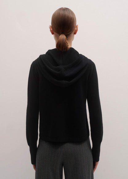 Black Cashmere Relaxed Fit Box Zip Hoodie