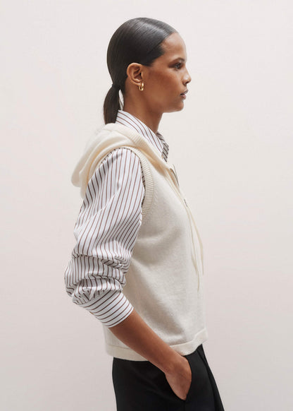 Cream Icon Cashmere Sleeveless Blazer Hoody