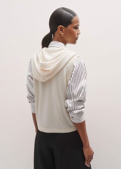 Cream Icon Cashmere Sleeveless Blazer Hoody