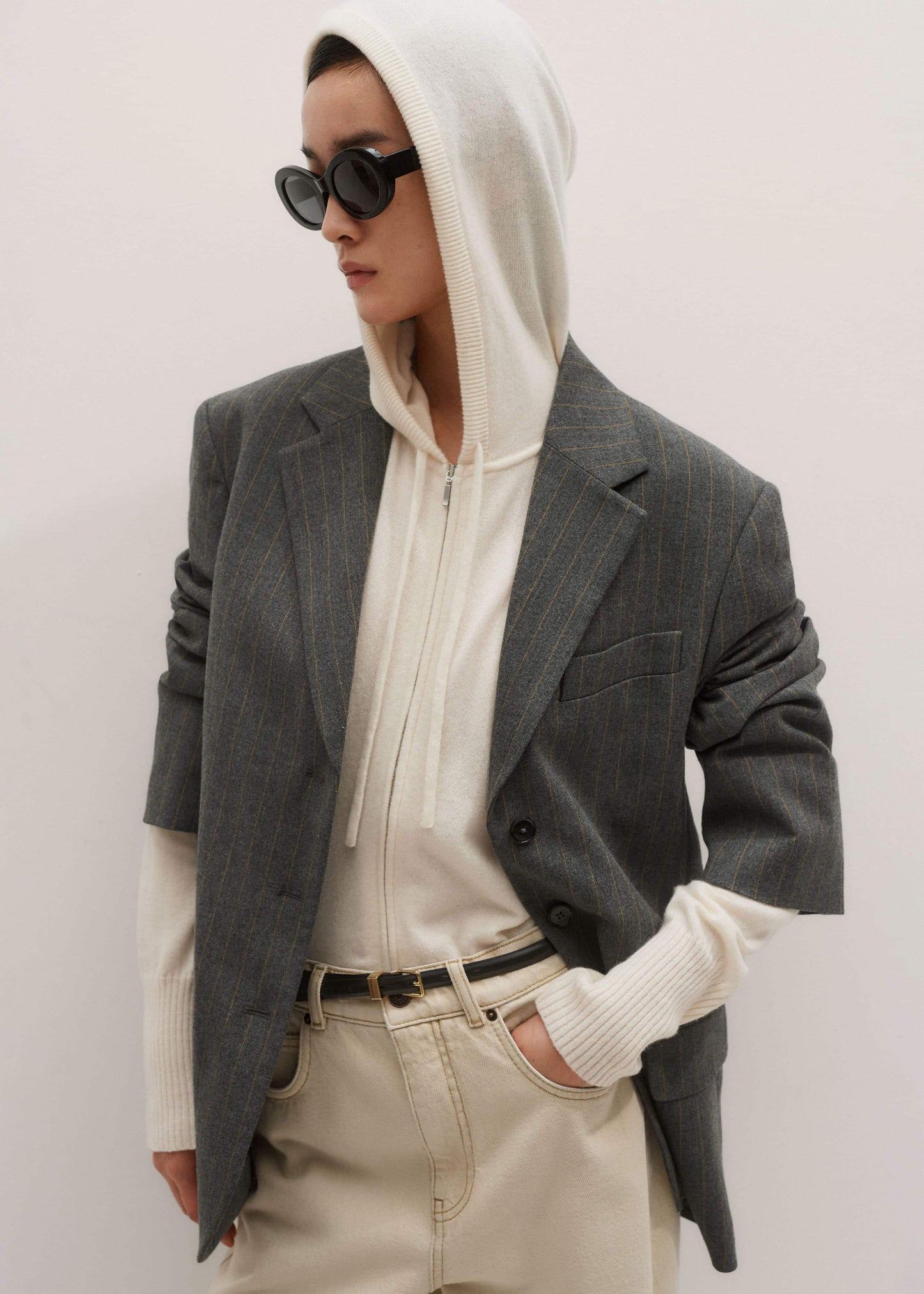 Cream Cashmere Relaxed Fit Box Zip Hoody