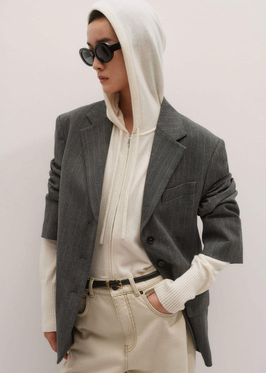 Cream Cashmere Relaxed Fit Box Zip Hoody