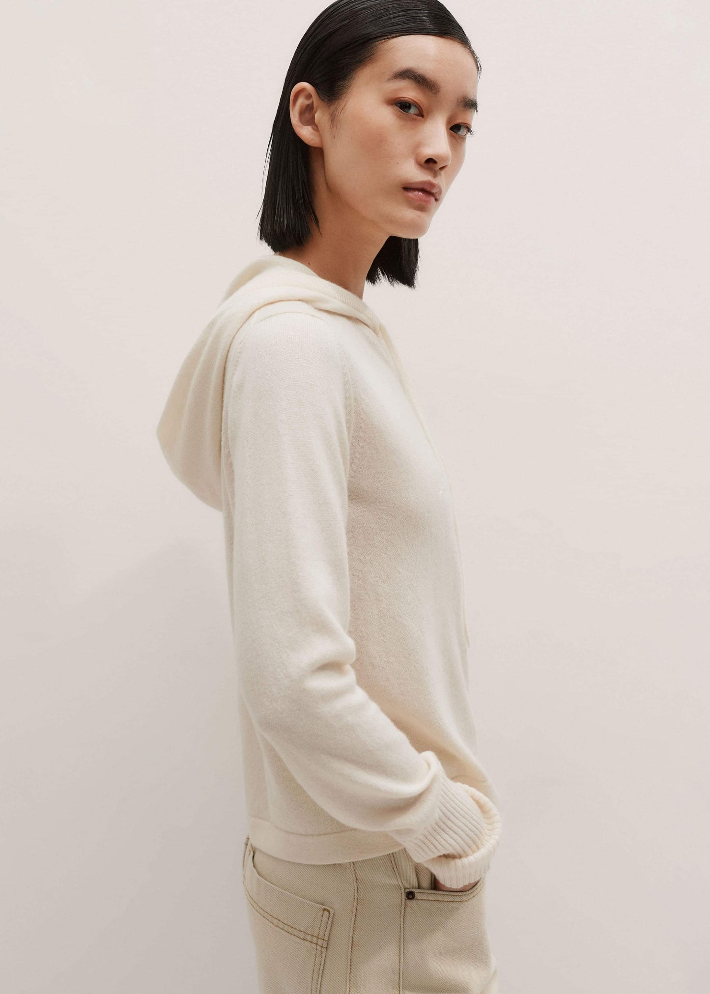 Cream Cashmere Relaxed Fit Box Zip Hoody