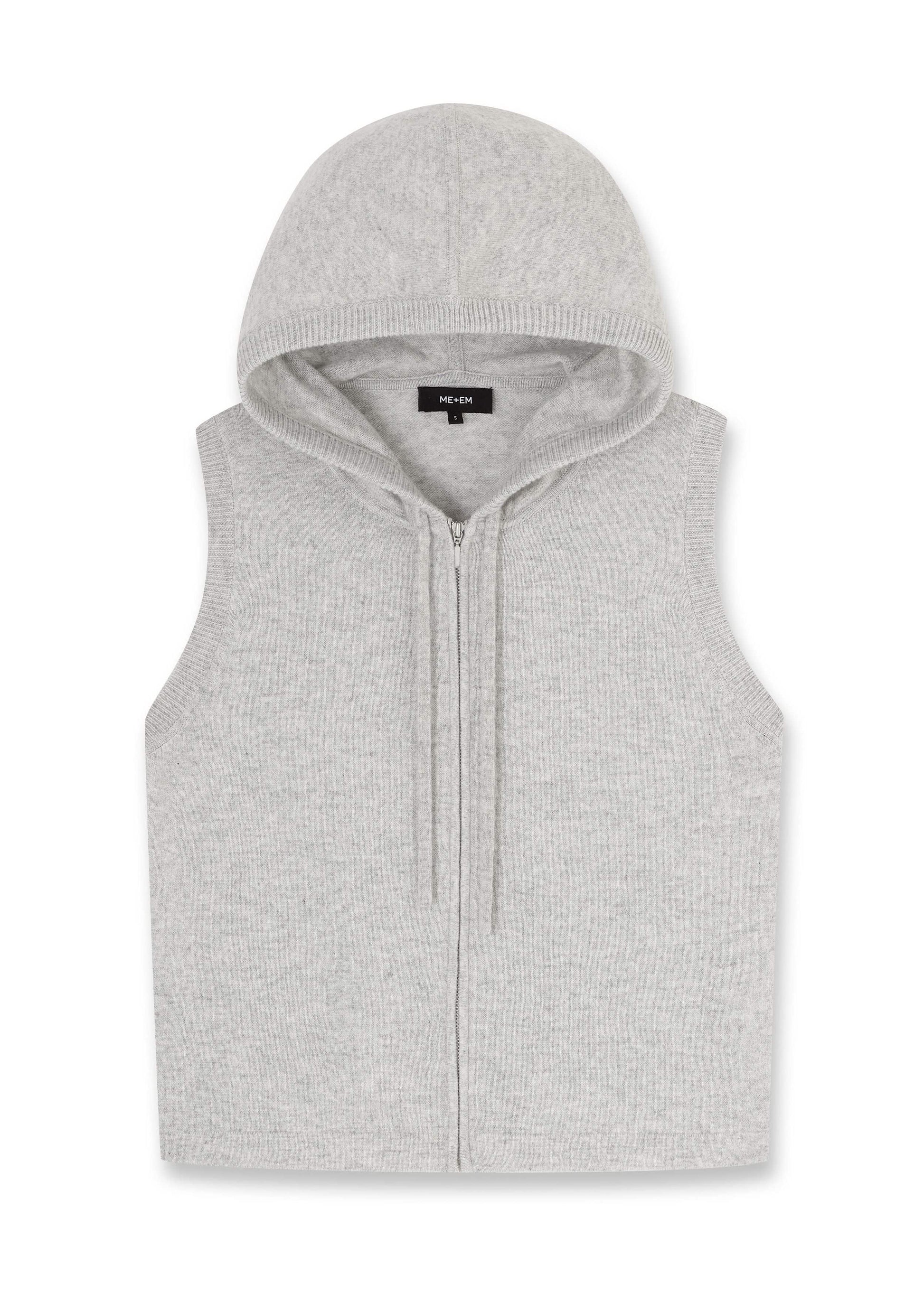 Gray Cashmere Sleeveless Relaxed Zip Hoodie