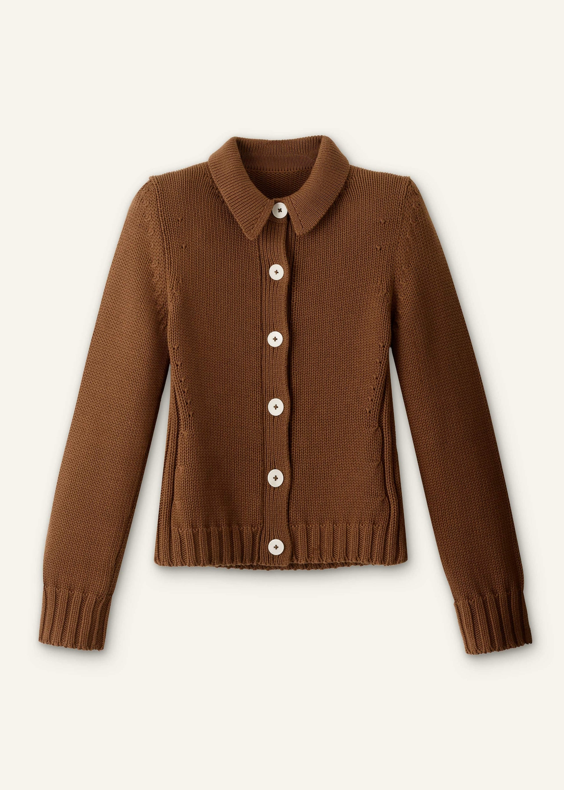 Brown Slim Collared Cardigan