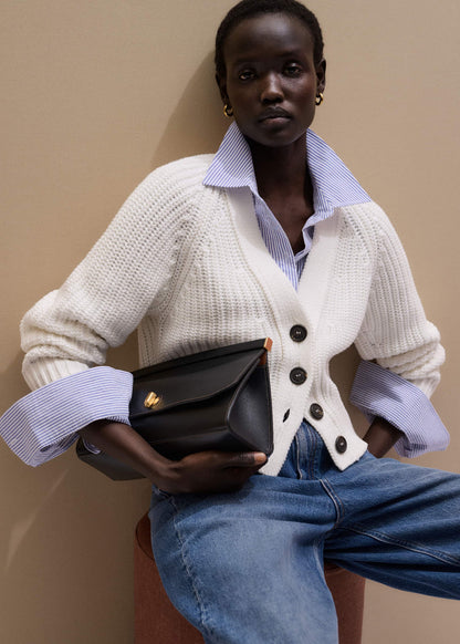 White Chunky Raglan Relaxed Weekend Cardigan