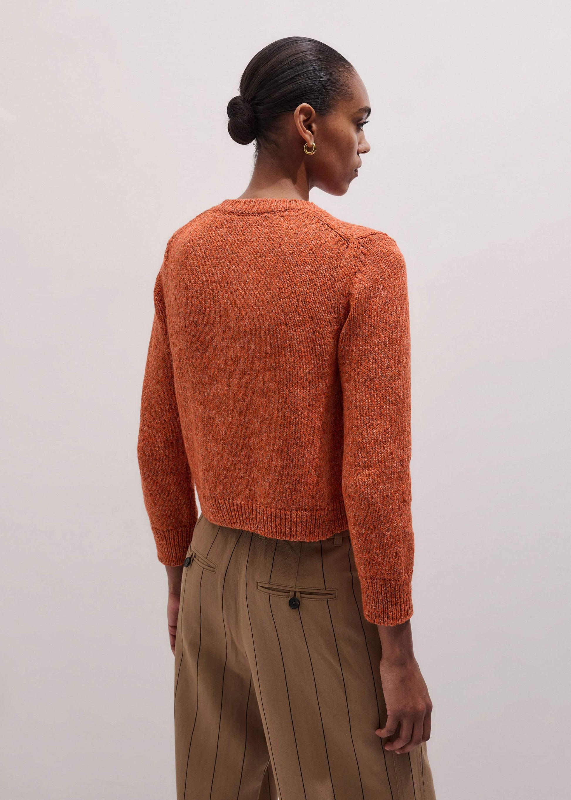 Orange Relaxed Crew Cardigan