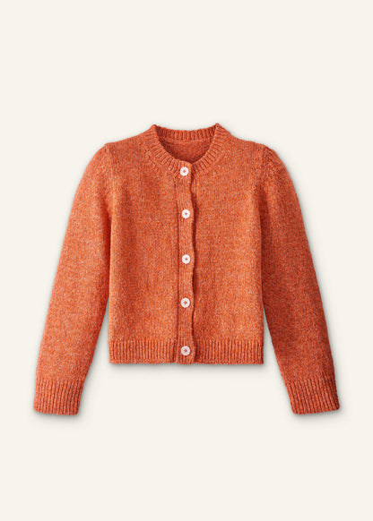 Orange Relaxed Crew Cardigan