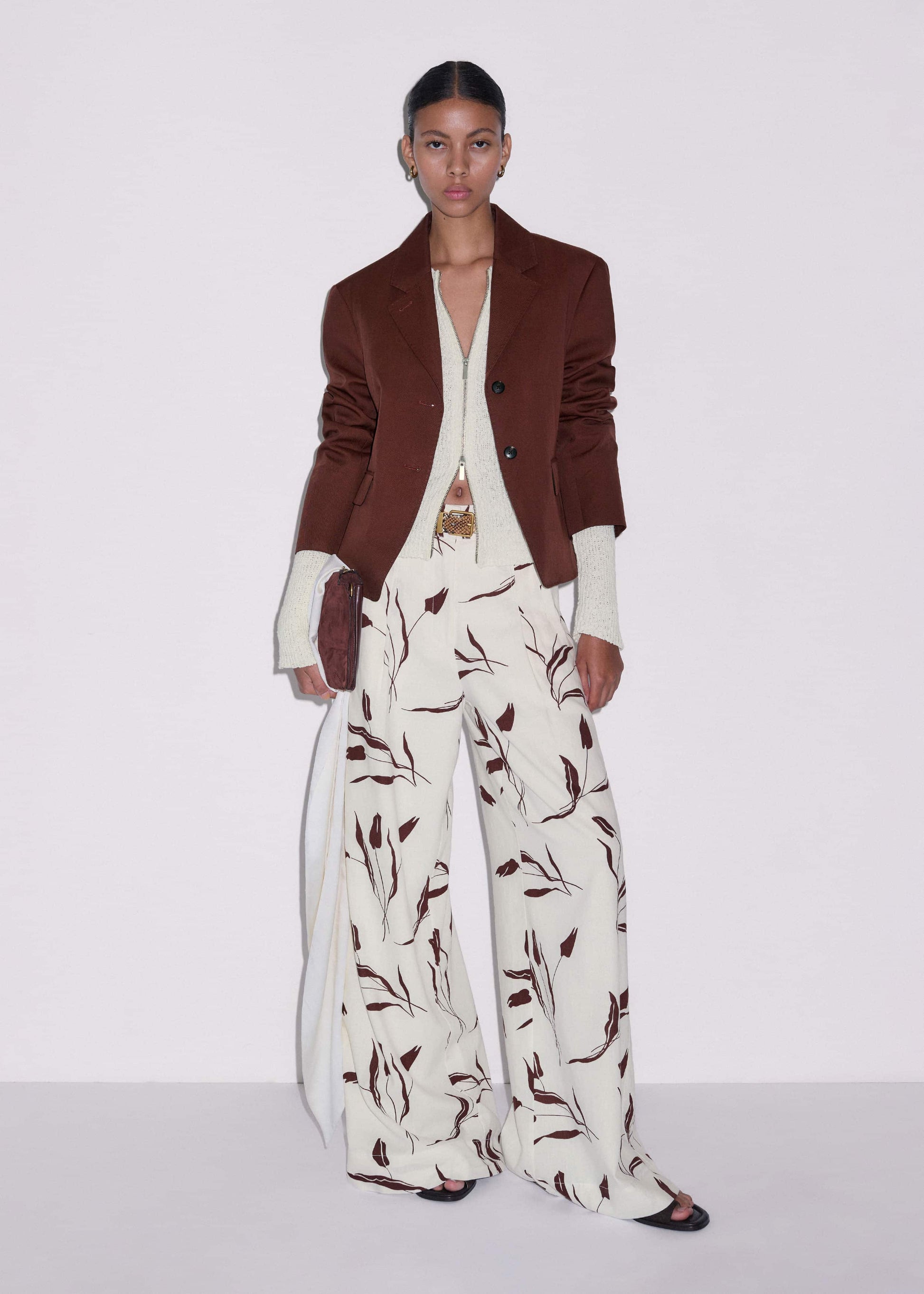 Cream Double Zip Cardigan