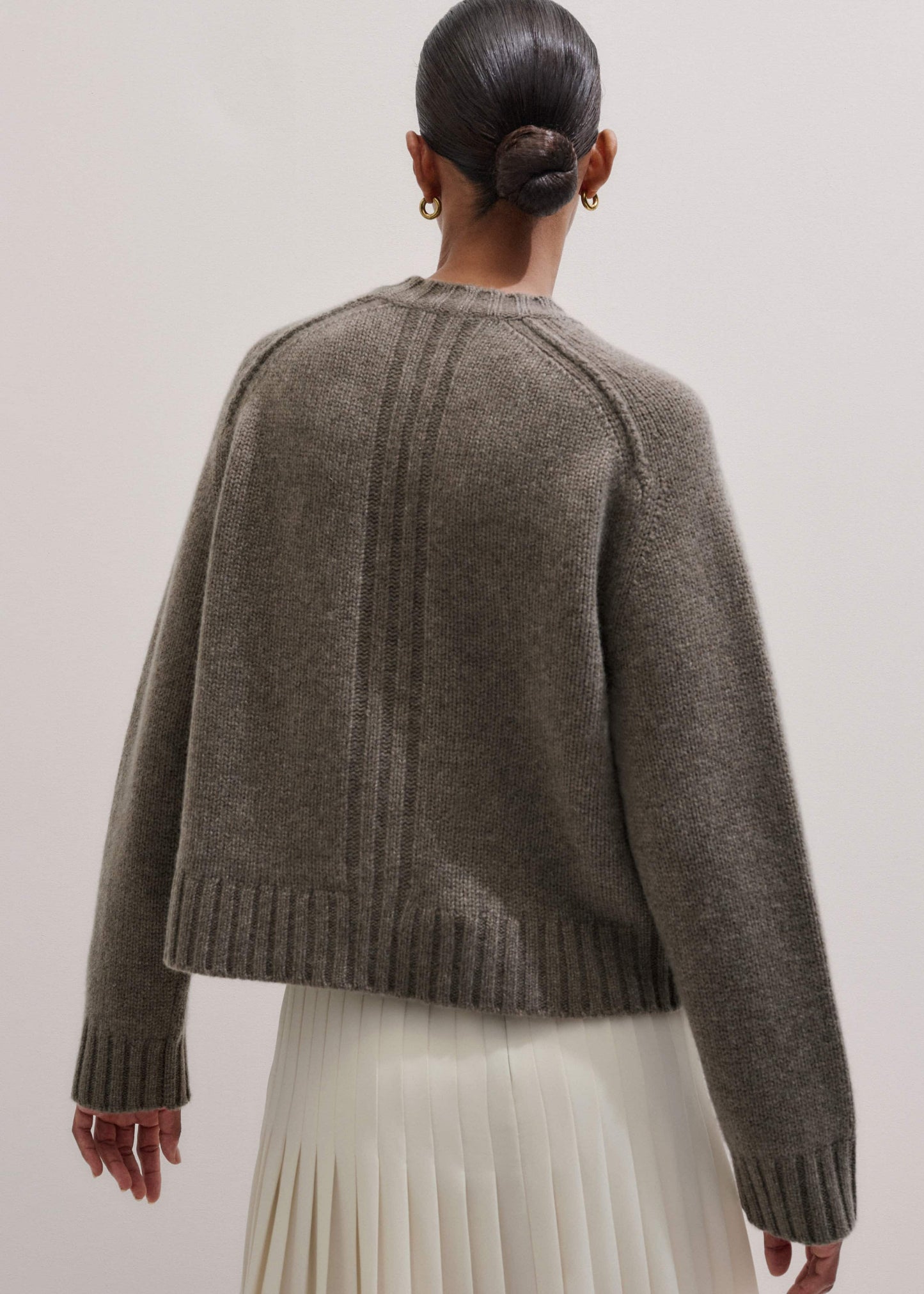 Brown Cashmere Relaxed Saddle Shoulder Cardigan