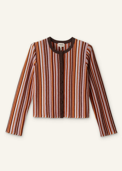 Cinnamon Brown Metallic Stripe Cardigan