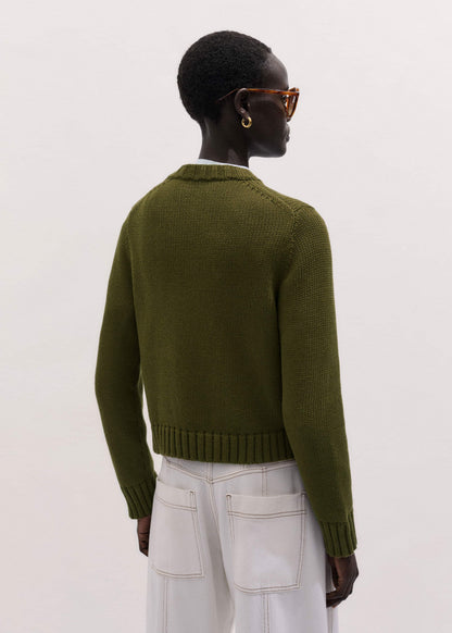 Olive Green Straight Crop Cardigan
