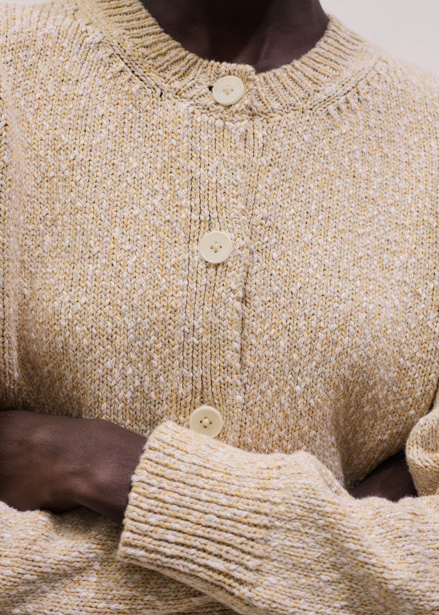 Yellow Relaxed Crew Neckline Cardigan