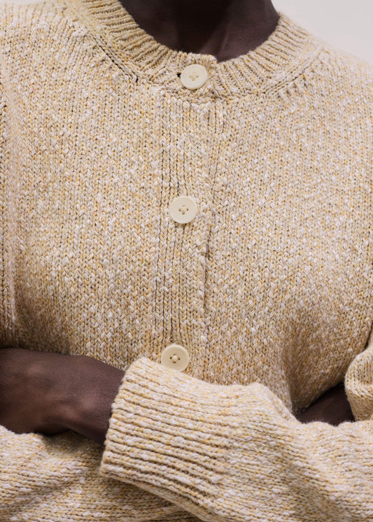 Yellow Relaxed Crew Neckline Cardigan