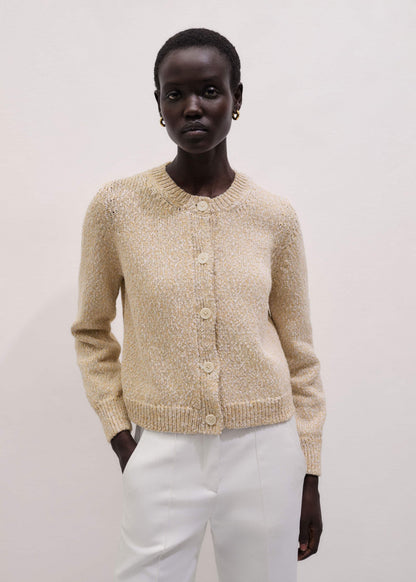 Yellow Relaxed Crew Neckline Cardigan
