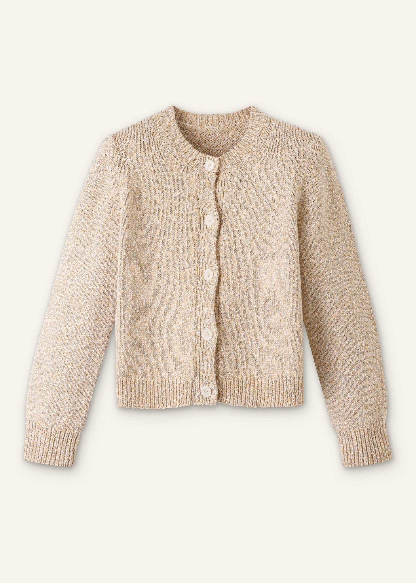 Yellow Relaxed Crew Neckline Cardigan