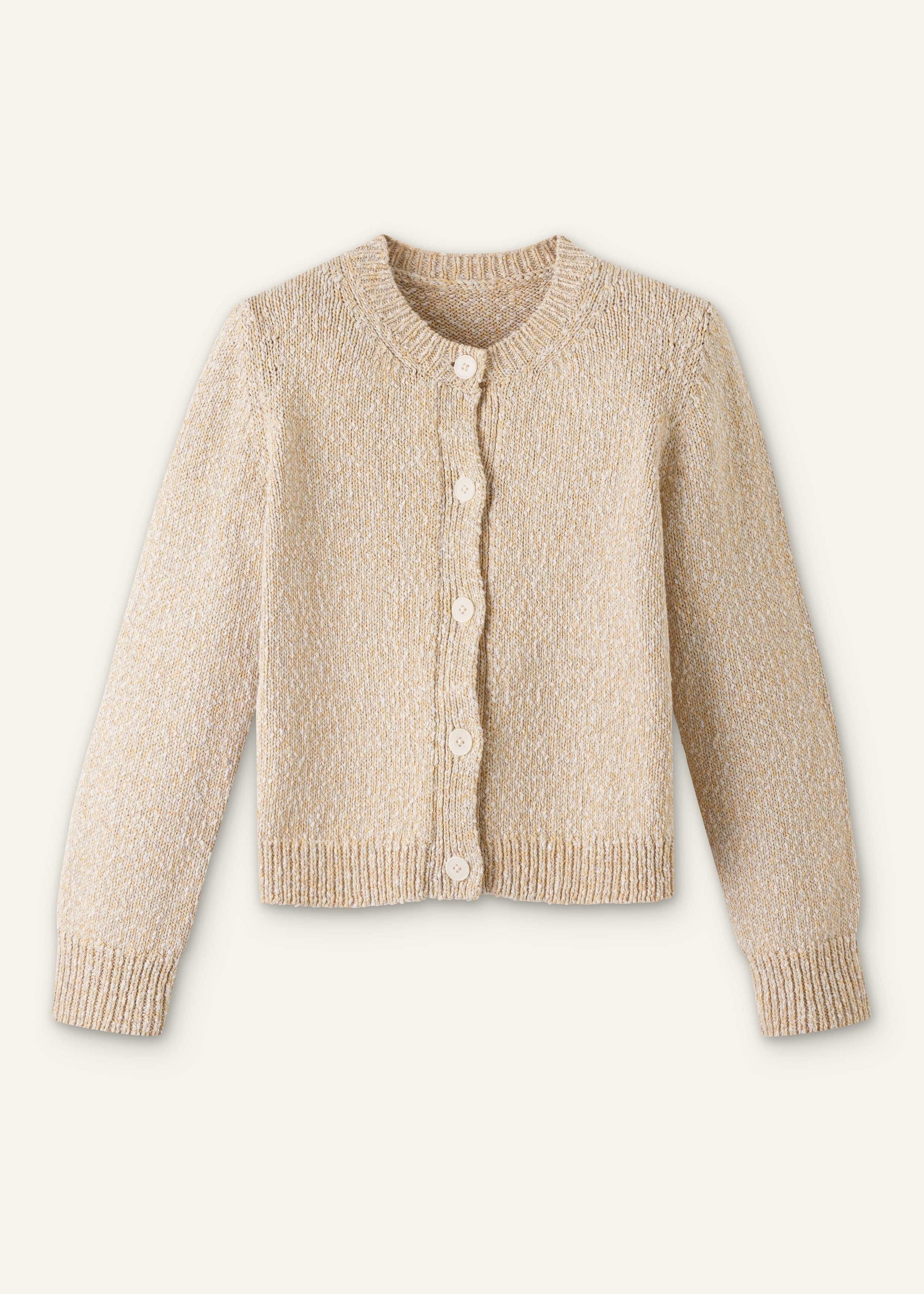 Yellow Relaxed Crew Neckline Cardigan
