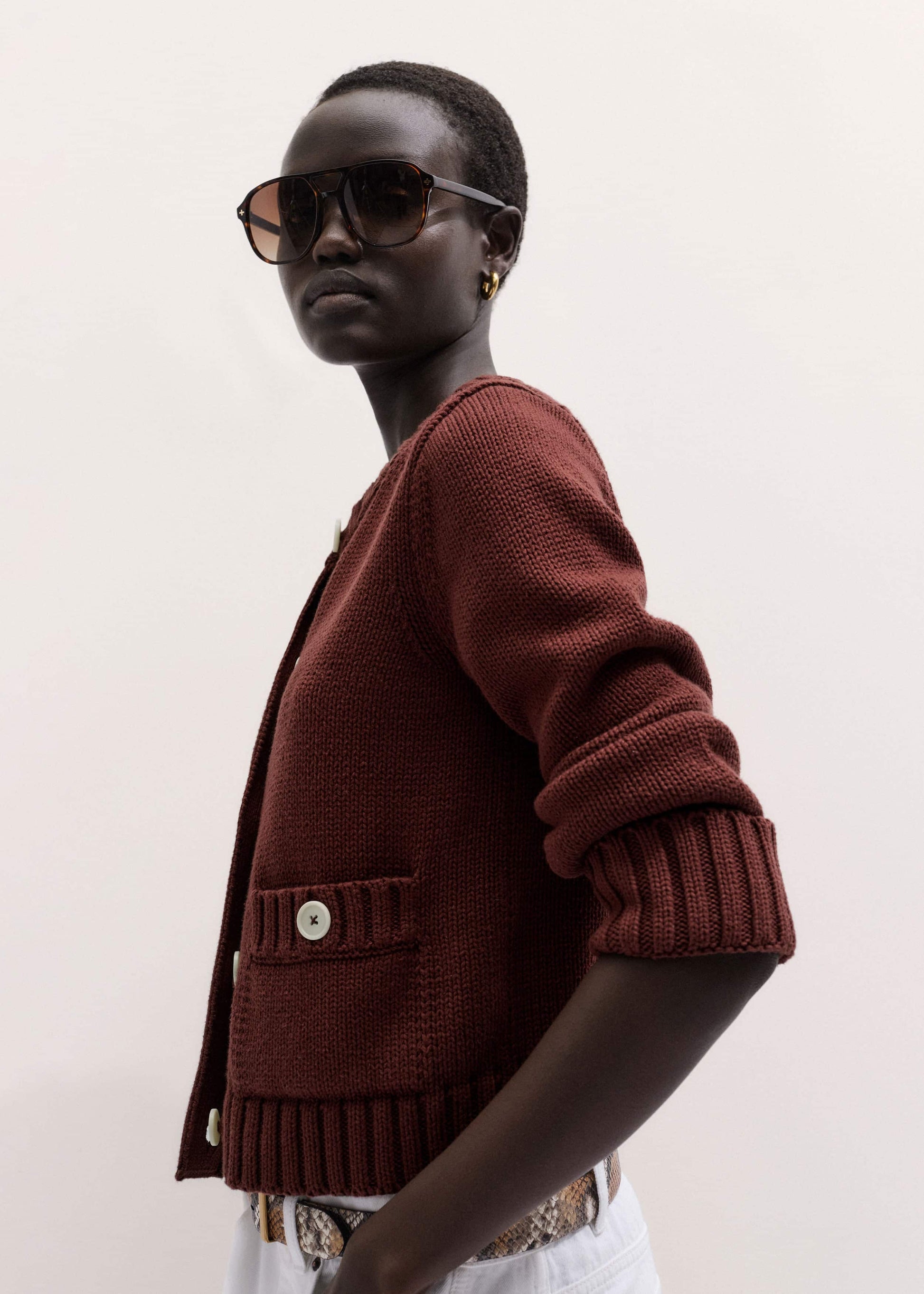 Cinnamon Straight Crop Cardigan